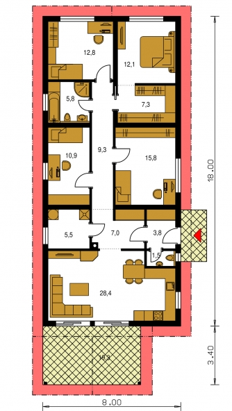 Mirror image | Floor plan of ground floor - BUNGALOW 213
